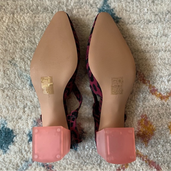 ASOS DESIGN Sleek Square Toe Slingback Mid-Heels in Burgundy Leopard - Picture 6 of 9